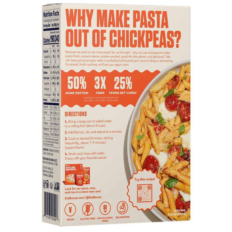 slide 6 of 7, Banza Gluten Free Chickpea Penne - 8oz, 8 oz