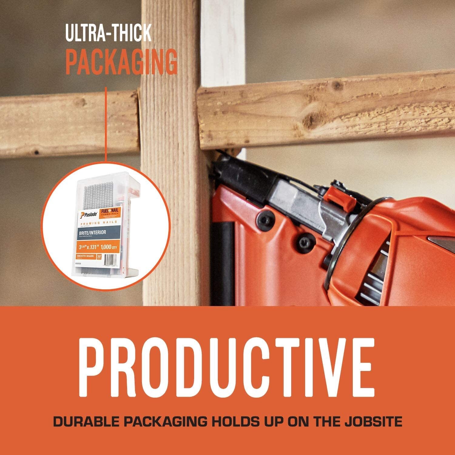 slide 4 of 6, Paslode 3-in x 0.131-in 30 Degree Bright Smooth Collated Framing Nails (1000-Per Box), 