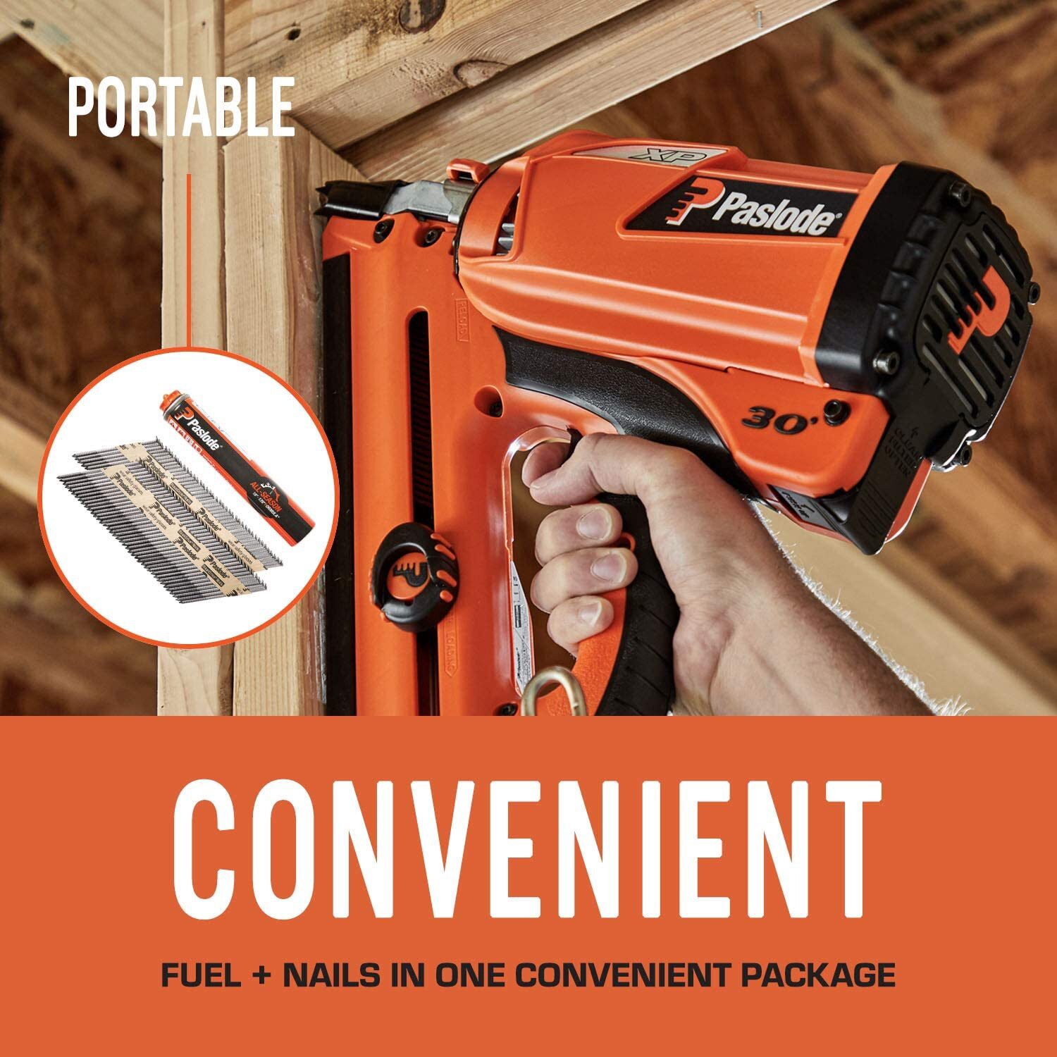 slide 5 of 6, Paslode 3-in x 0.131-in 30 Degree Bright Smooth Collated Framing Nails (1000-Per Box), 
