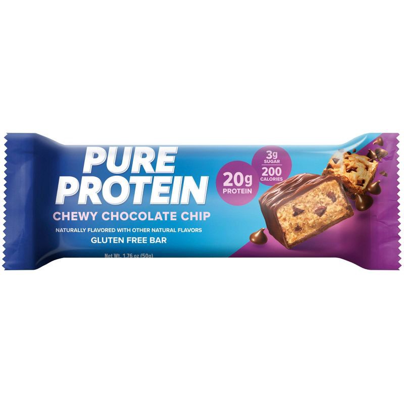 slide 2 of 6, Pure Protein Chewy Chocolate Chip Whey Protein Isolate Bars - 20g Protein - 21.16oz/12ct, 20 gram, 21.16 oz, 12 ct