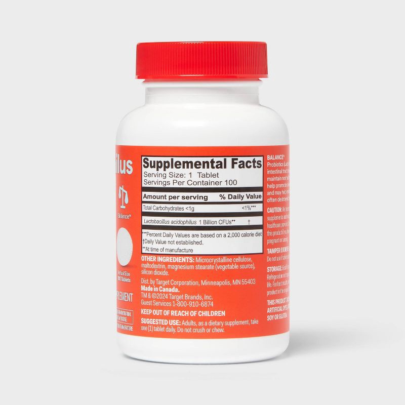 slide 3 of 5, Acidophilus 1 Billion Active Cells Probiotic Tablets 100ct - up&up™, 100 ct