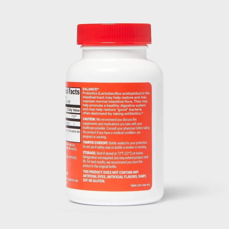 slide 4 of 5, Acidophilus 1 Billion Active Cells Probiotic Tablets 100ct - up&up™, 100 ct