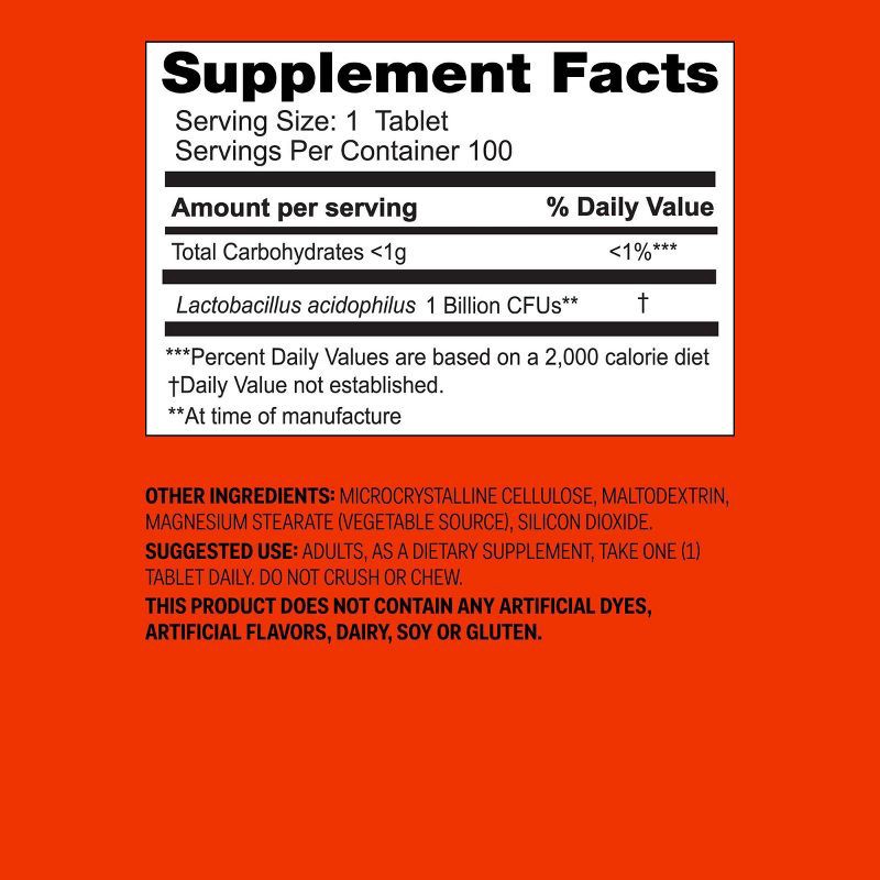 slide 5 of 5, Acidophilus 1 Billion Active Cells Probiotic Tablets 100ct - up&up™, 100 ct
