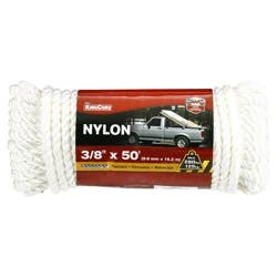 KingCord 3/8" x 50' Twisted Nylon Rope - White
