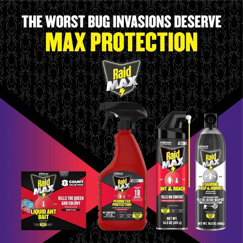 slide 8 of 12, Raid Max Bug Killer Perimeter Protection Bug Spray - 22 fl oz, 22 fl oz