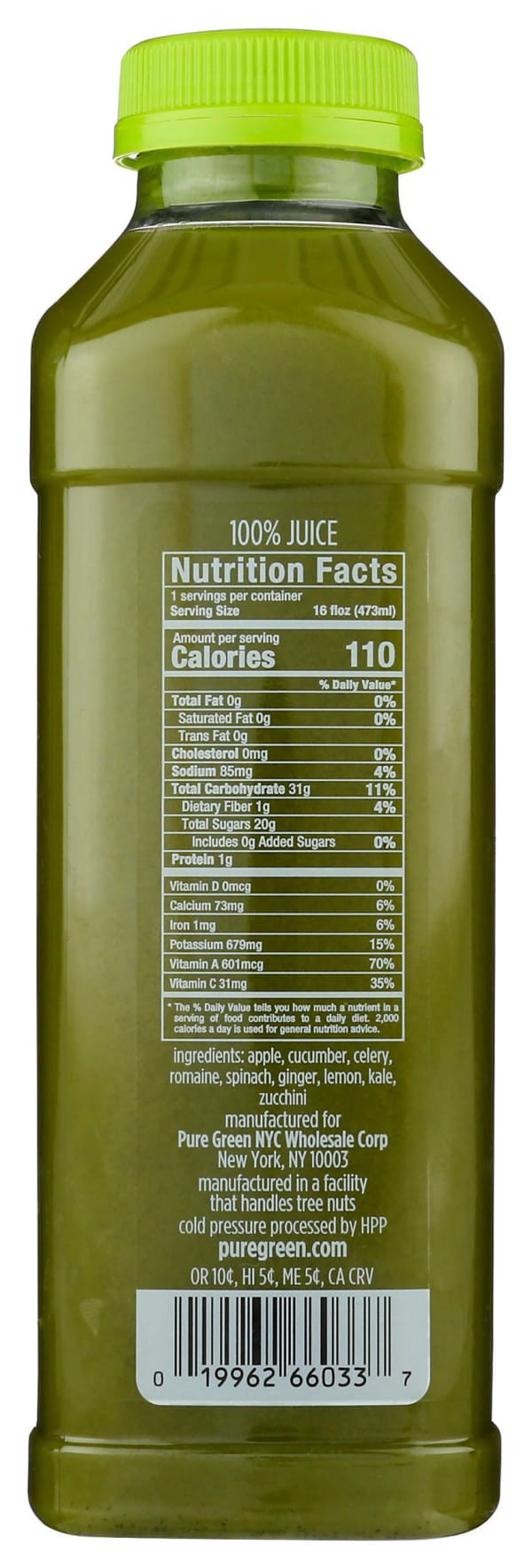 slide 4 of 5, Pure Green Cold-Pressed Apple Lemon Ginger Juice- 16 oz, 16 oz