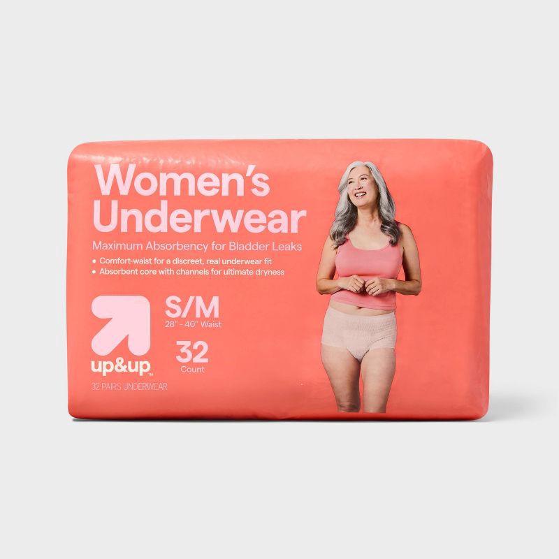 slide 1 of 3, Incontinence Underwear for Women - Unscented - Maximum Absorbency - S/M - 32ct - up&up™, 32 ct