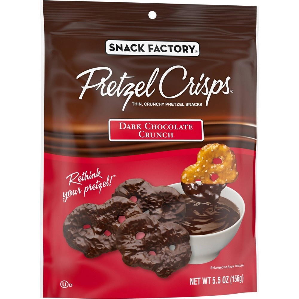 slide 3 of 8, Snack Factory Dark Chocolate Crunch Pretzel Crisps, 5.5 oz