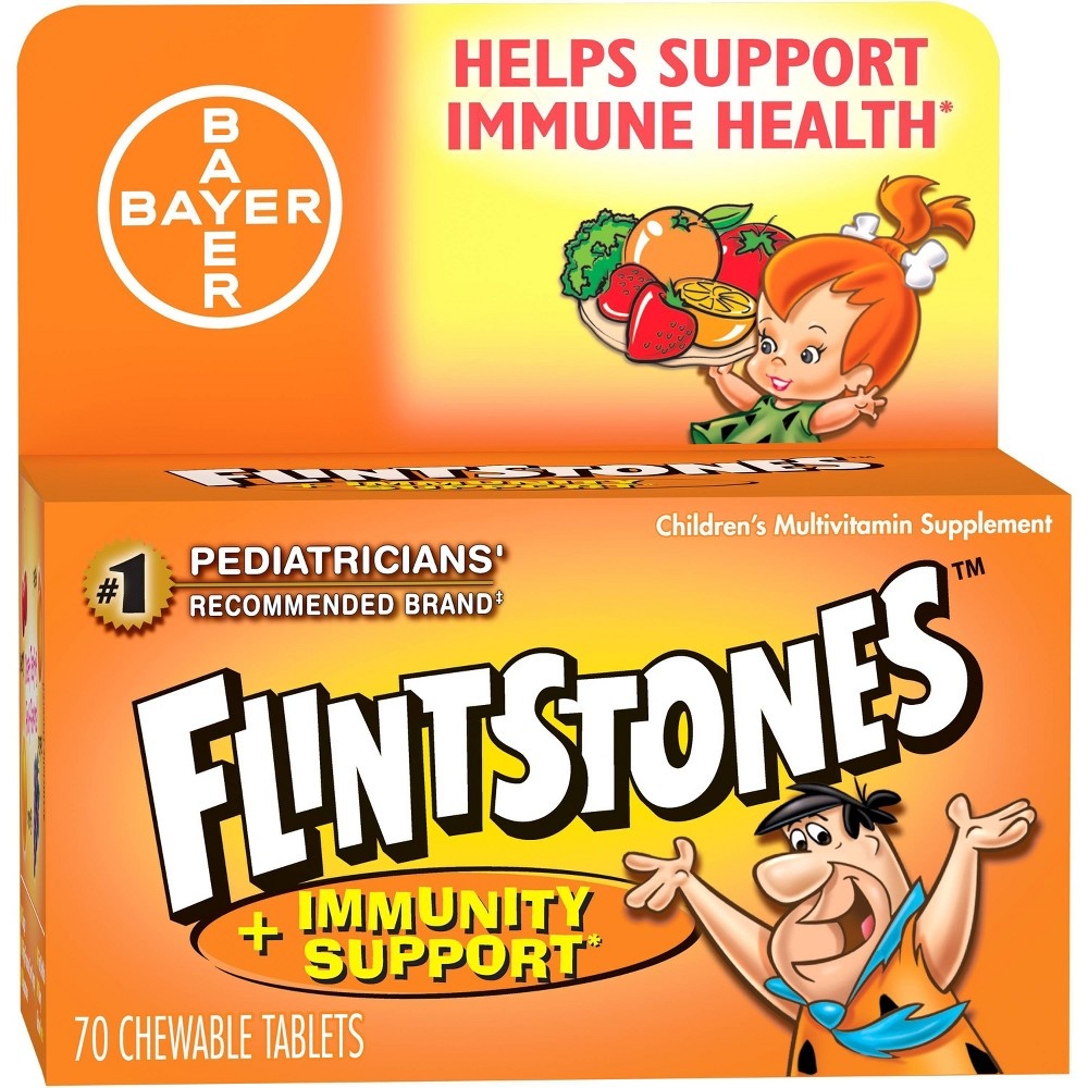 slide 4 of 5, The Flintstones Flintstones Multivitamins Plus Immunity Support Dietary Supplement Chewable Tablets - Mixed Fruit, 70 ct