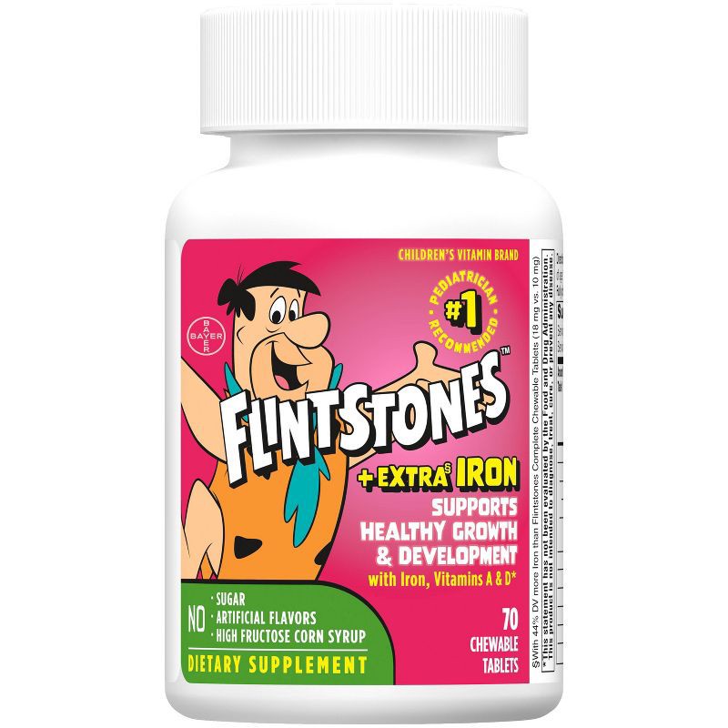 slide 2 of 10, The Flintstones Chewable Kids Multivitamin + Extra Iron - 70ct, 70 ct