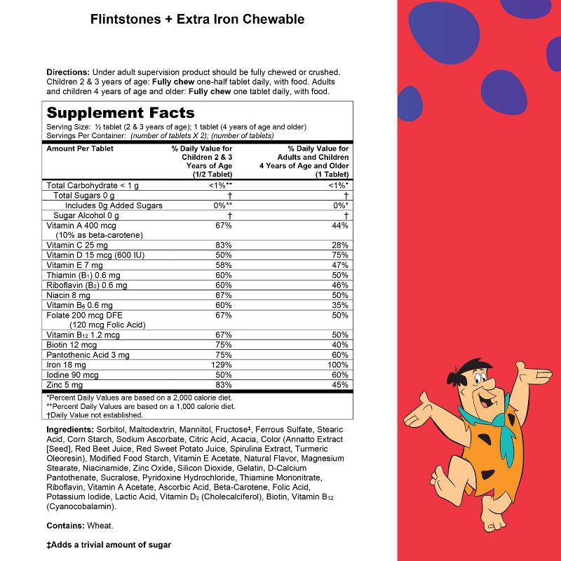 slide 10 of 10, The Flintstones Chewable Kids Multivitamin + Extra Iron - 70ct, 70 ct