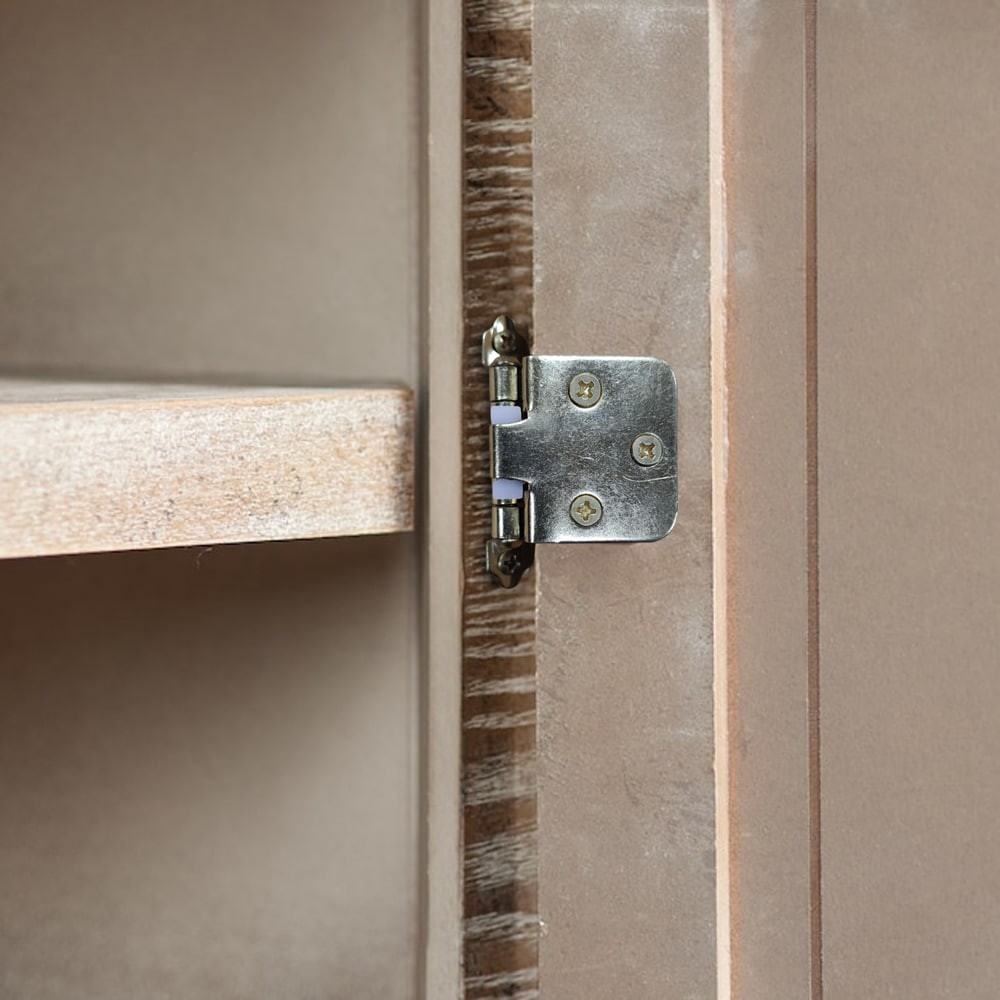 slide 3 of 6, RELIABILT 200-Degree Adjustable Overlay Overlay Surface Self-Closing Brass plated Cabinet Hinge, 1 Pair(s) 2 -Pieces, 1 ct