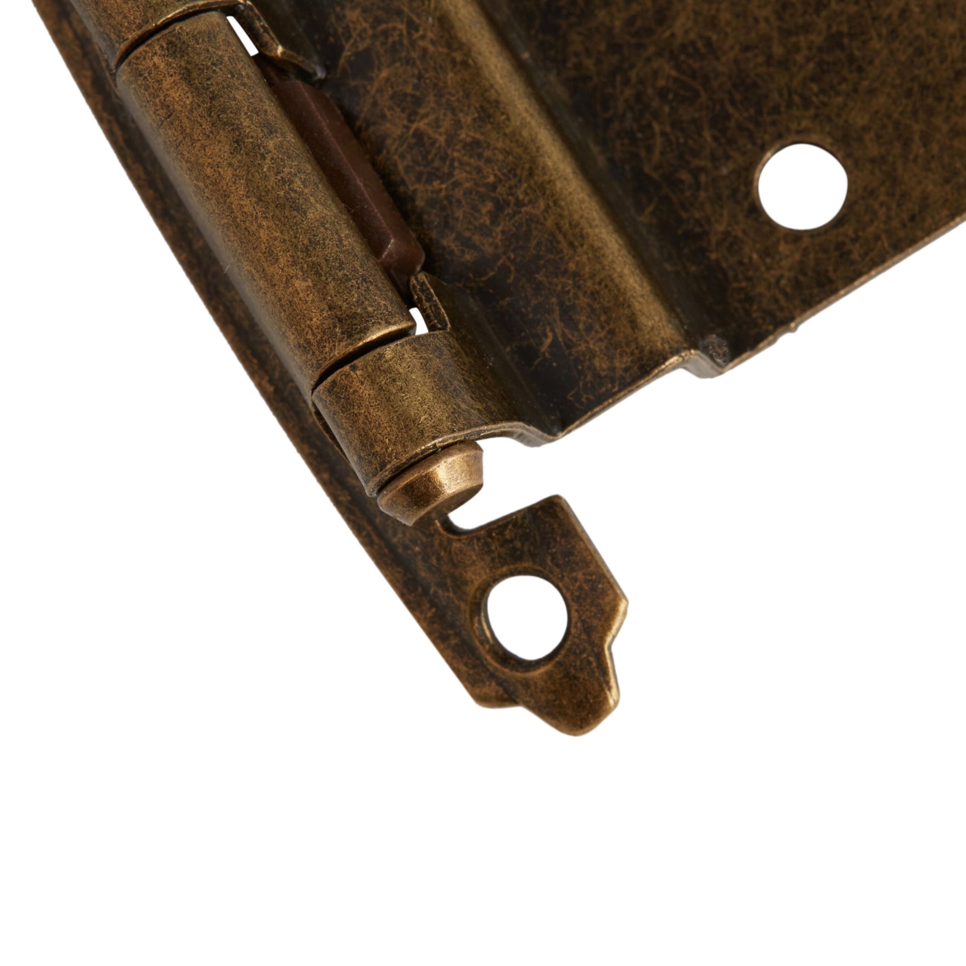 slide 2 of 6, RELIABILT 200-Degree 3/8-in Inset Inset Surface Self-Closing Aged brass Cabinet Hinge, 1 Pair(s) 2 -Pieces, 1 ct