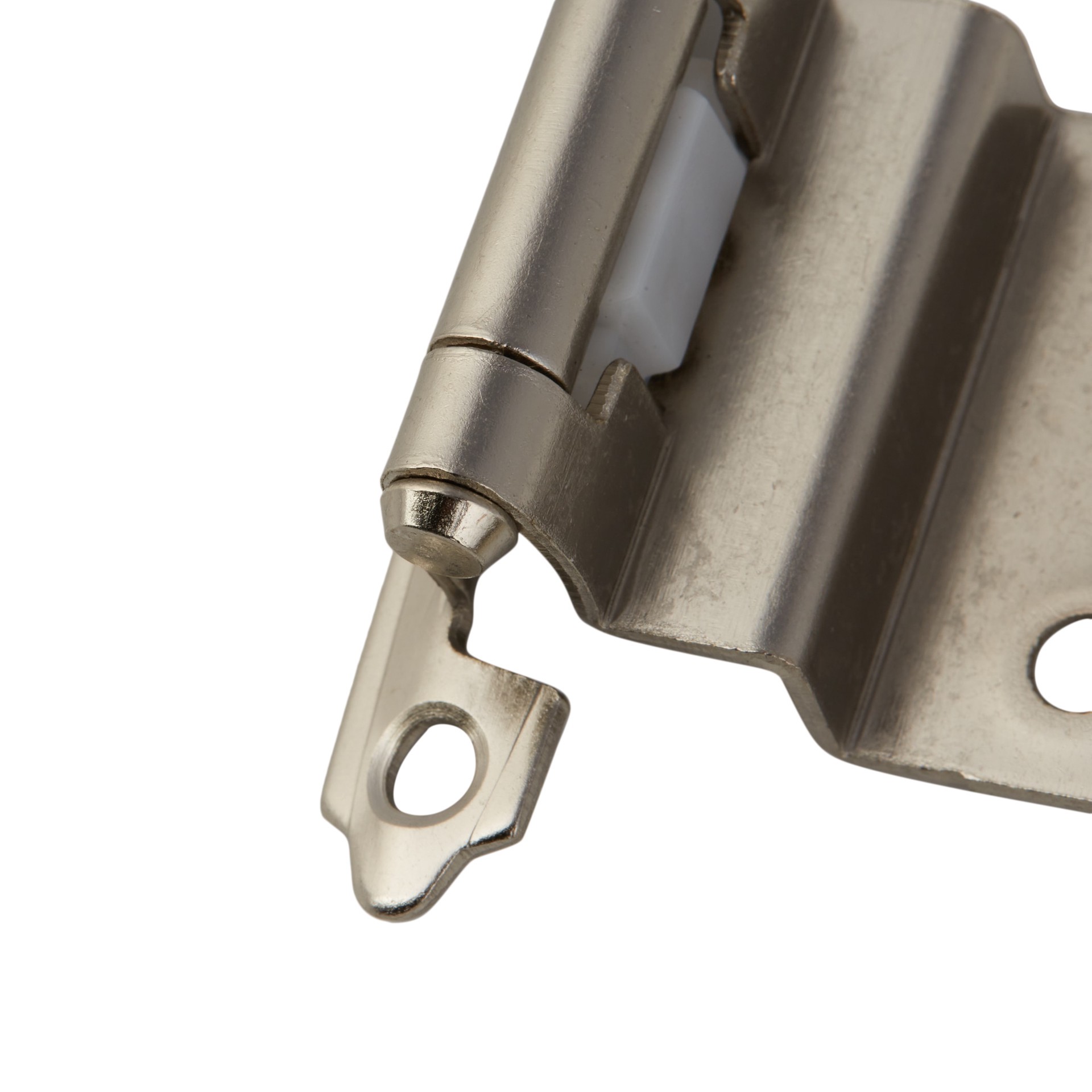 slide 2 of 6, RELIABILT 200-Degree 3/8-in Inset Inset Surface Self-Closing Satin nickel Cabinet Hinge, 1 Pair(s) 2 -Pieces, 1 ct