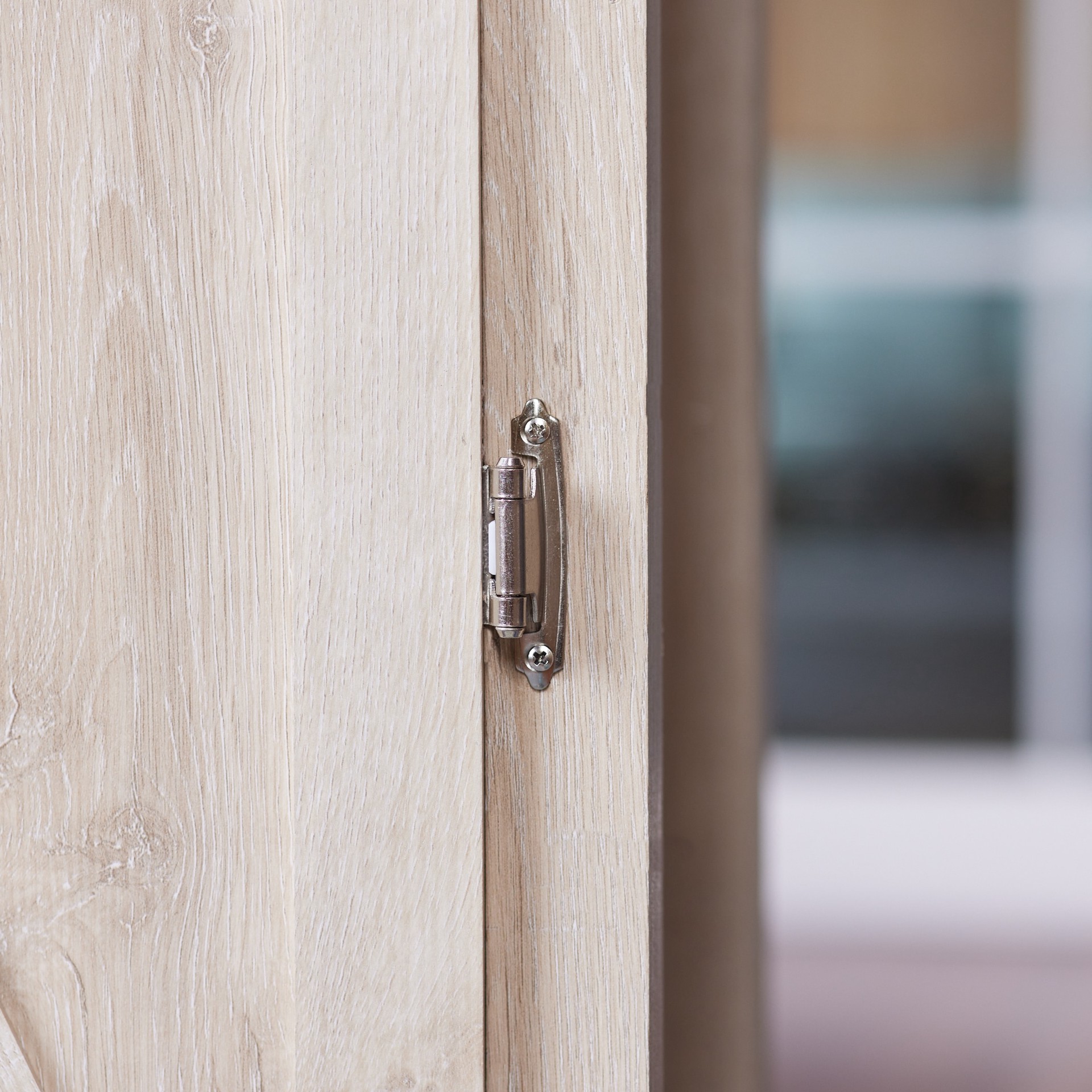 slide 3 of 6, RELIABILT 200-Degree 3/8-in Inset Inset Surface Self-Closing Satin nickel Cabinet Hinge, 1 Pair(s) 2 -Pieces, 1 ct