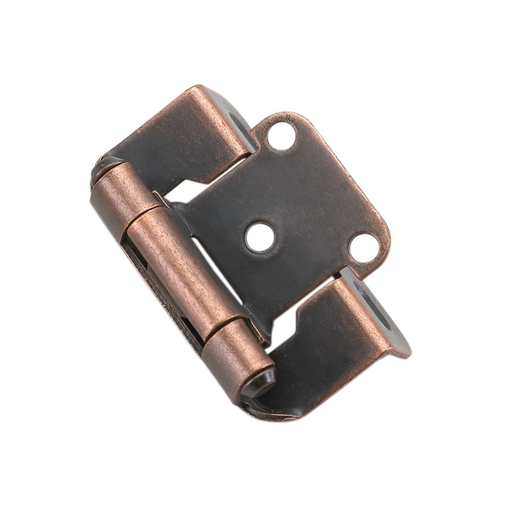 slide 1 of 6, RELIABILT 200-Degree 1/2-in Overlay 1/2-in Inset Semi-wrap Surface Self-Closing Aged bronze Cabinet Hinge, 1 Pair(s) 2 -Pieces, 1 ct
