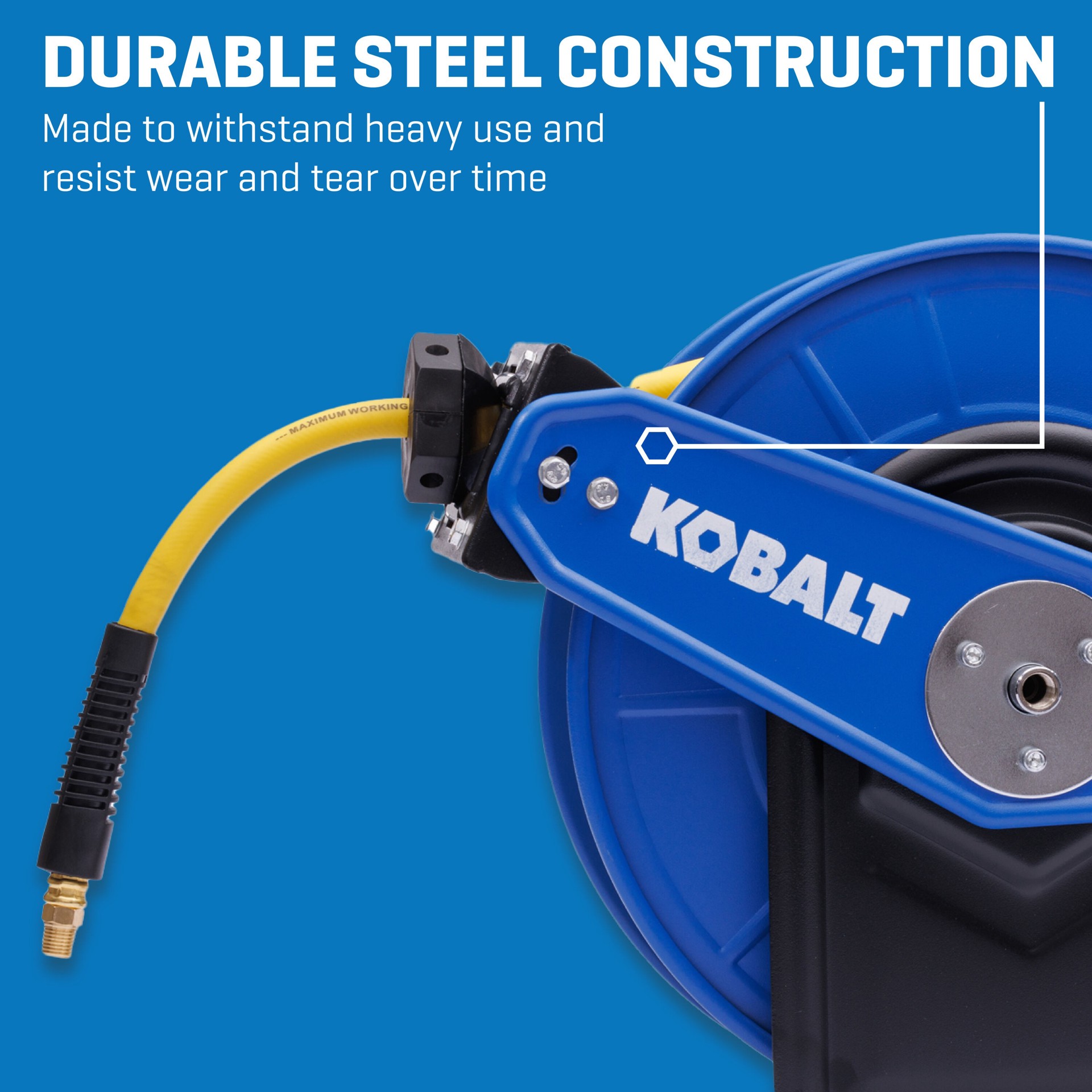 slide 3 of 6, Kobalt Retractable Hose Reel with 3/8-in X 50-ft Hybrid Hose, 1 ct