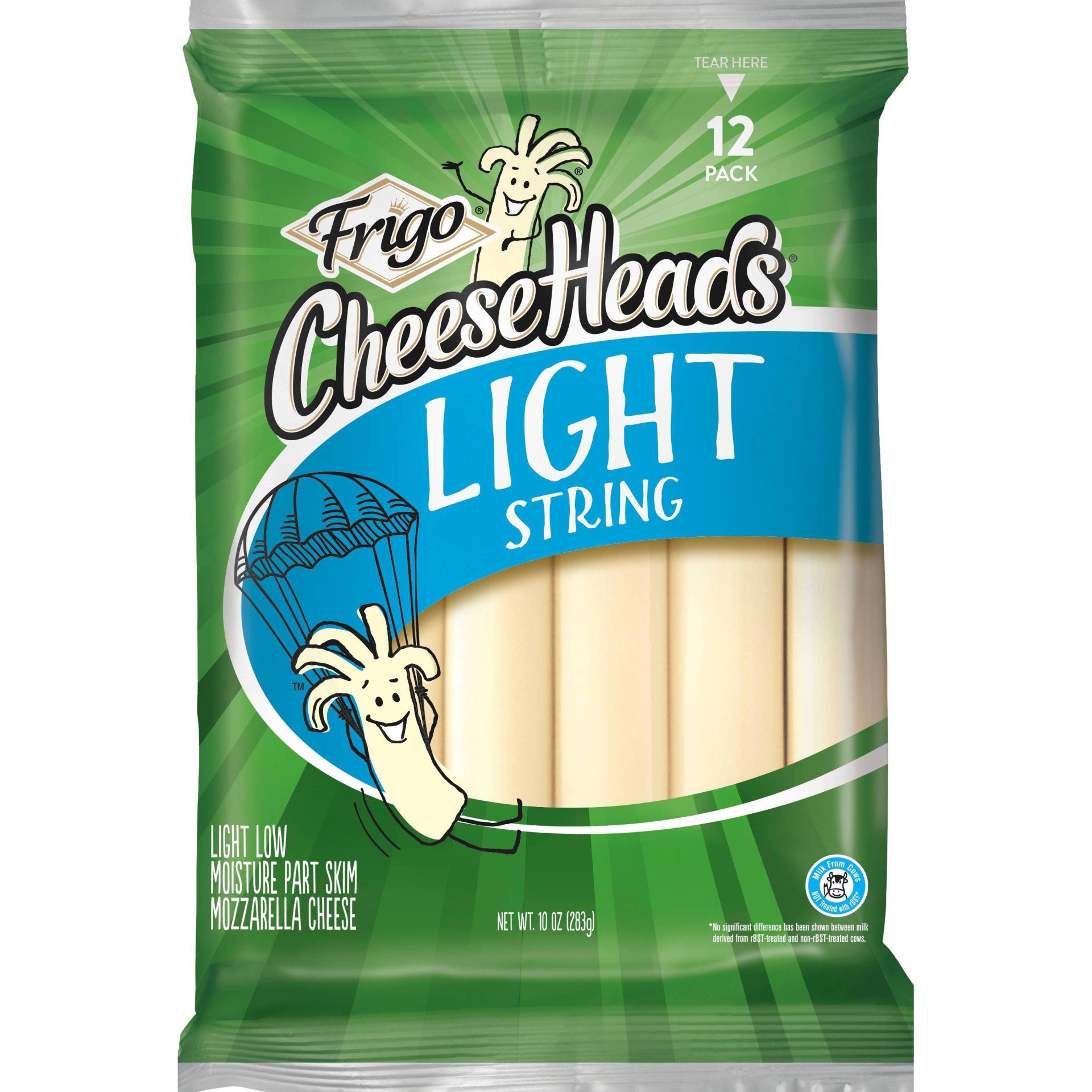 slide 1 of 3, Frigo CheeseHeads Light Mozzarella String Cheese 12 ea, 12 ct; 12 oz