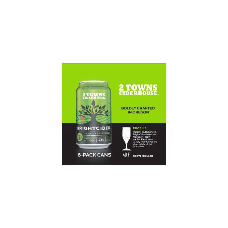 slide 3 of 5, 2 Towns Ciderhouse 2 Towns Bright Cider - 6pk/12 fl oz Cans, 6 ct; 12 fl oz