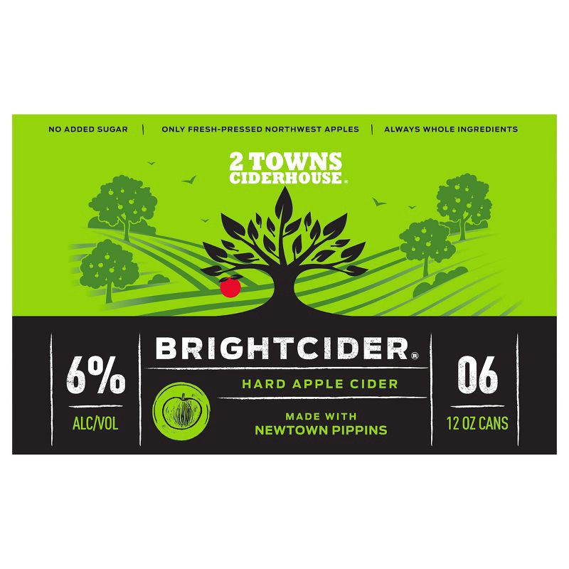 slide 1 of 2, 2 Towns Ciderhouse 2 Towns Bright Cider - 6pk/12 fl oz Cans, 6 ct; 12 fl oz