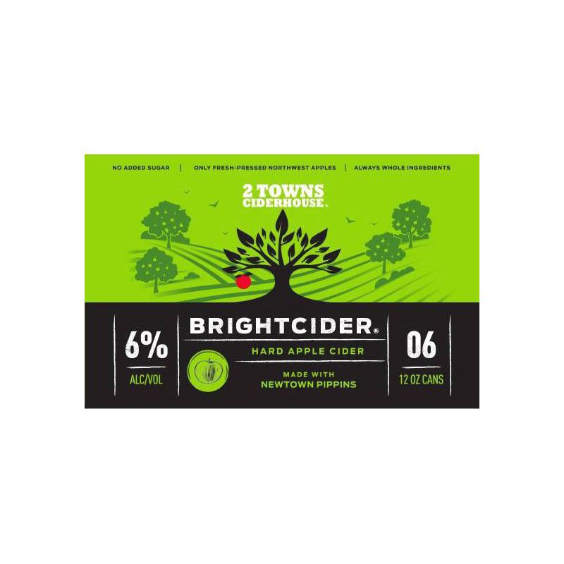 slide 1 of 5, 2 Towns Ciderhouse 2 Towns Bright Cider - 6pk/12 fl oz Cans, 6 ct; 12 fl oz