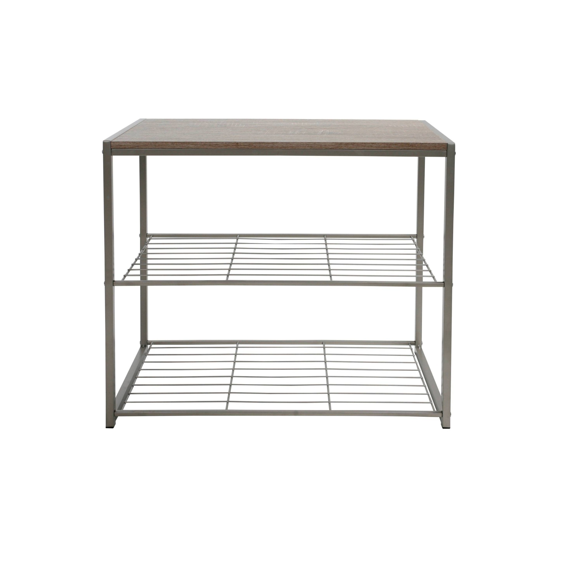 slide 1 of 11, 3 Tier Shoe Rack with Rustic Oak Finish Top Gray Metal - Threshold, 1 ct