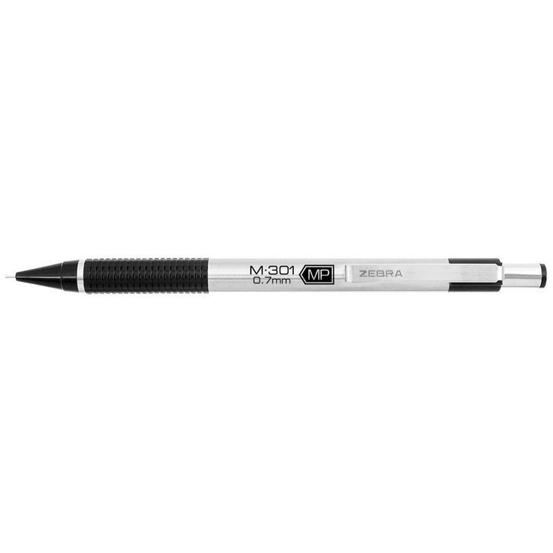 slide 3 of 3, Zebra 2pk M-301 #2 Mechanical Pencil Stainless Steel White, 2 ct