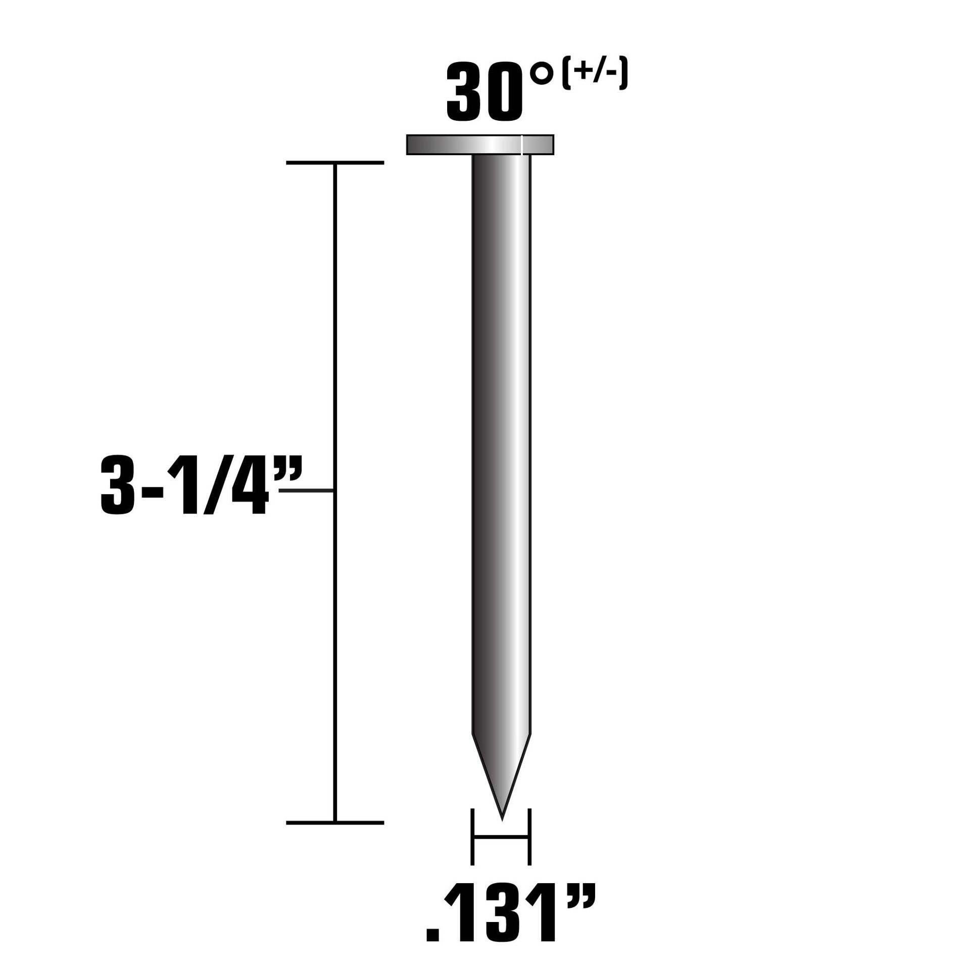 slide 2 of 3, Metabo HPT 3-1/4-in x 0.131-in 30 -Degree 12d Bright Smooth Shank Collated Framing nails ( 2500 -Per Box ), 1 ct