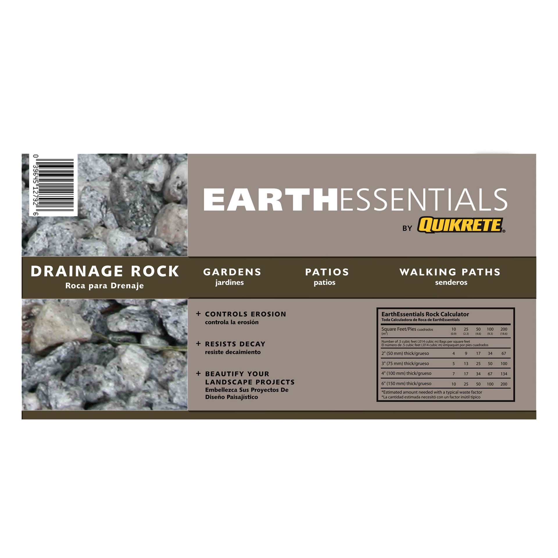 slide 1 of 5, EARTHESSENTIALS BY QUIKRETE 0.5 cu ft Gray Drainage rock (0.5 - 3-in), 1 ct