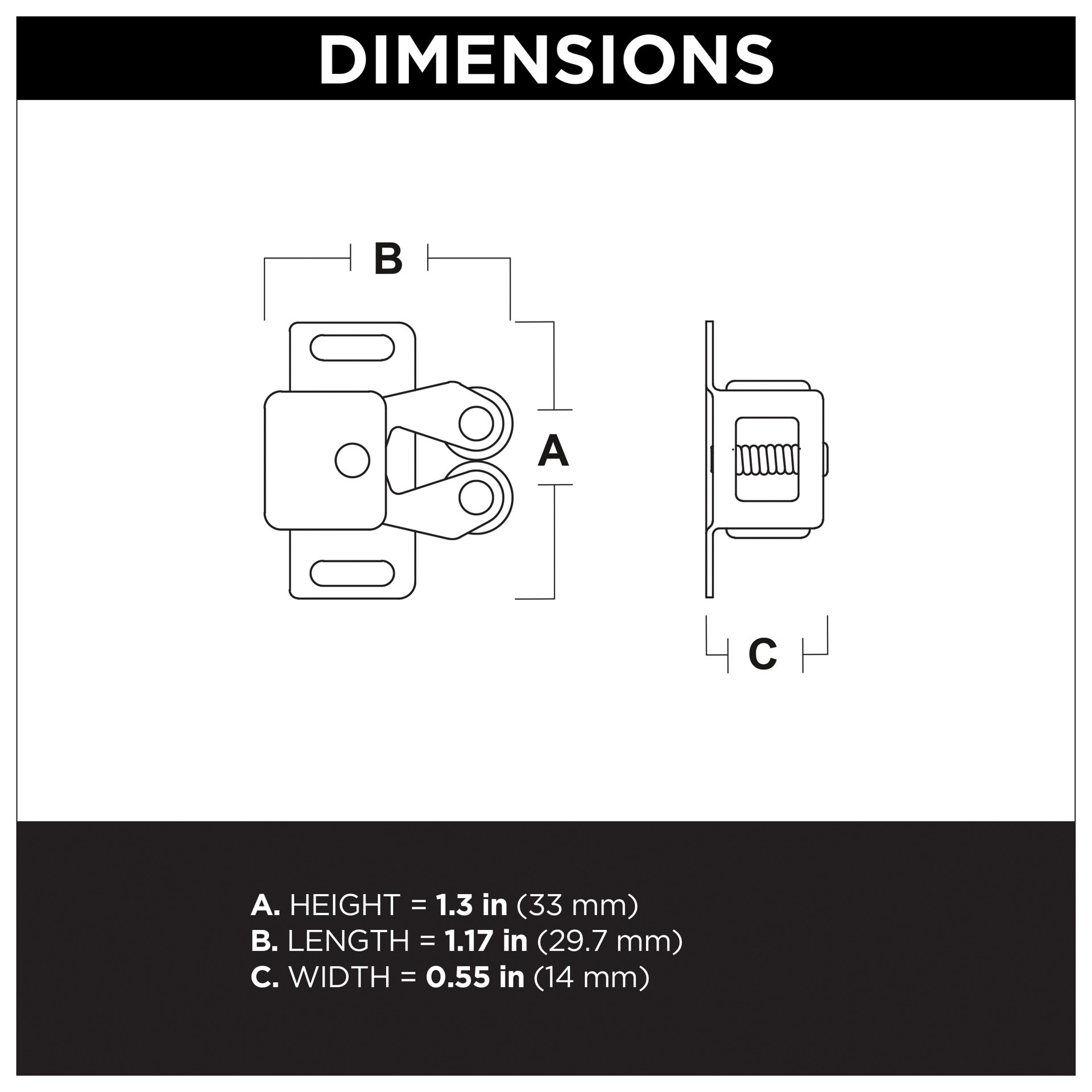 slide 3 of 5, RELIABILT 29.71-mm Bronze Roller catch Cabinet Latch, 1 ct