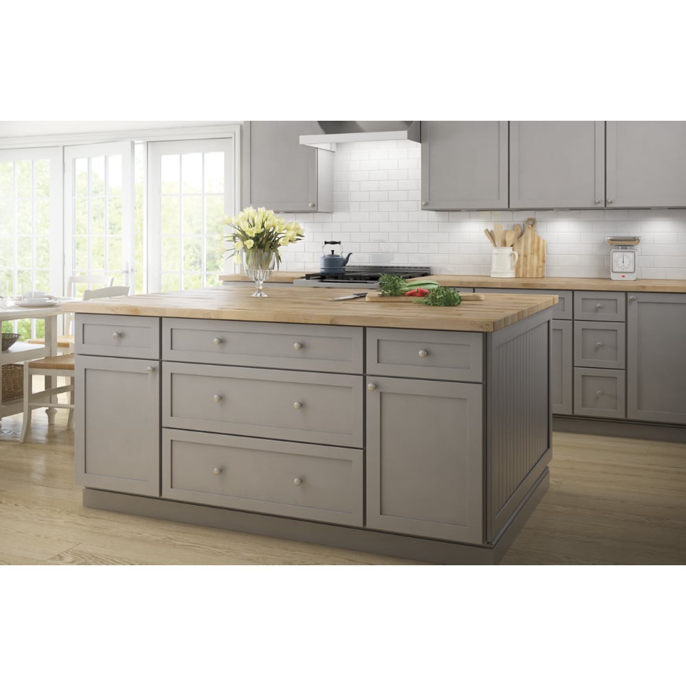 slide 6 of 6, allen + roth Round 1-3/16-in Satin Nickel Round Casual Cabinet Knob, 1 ct