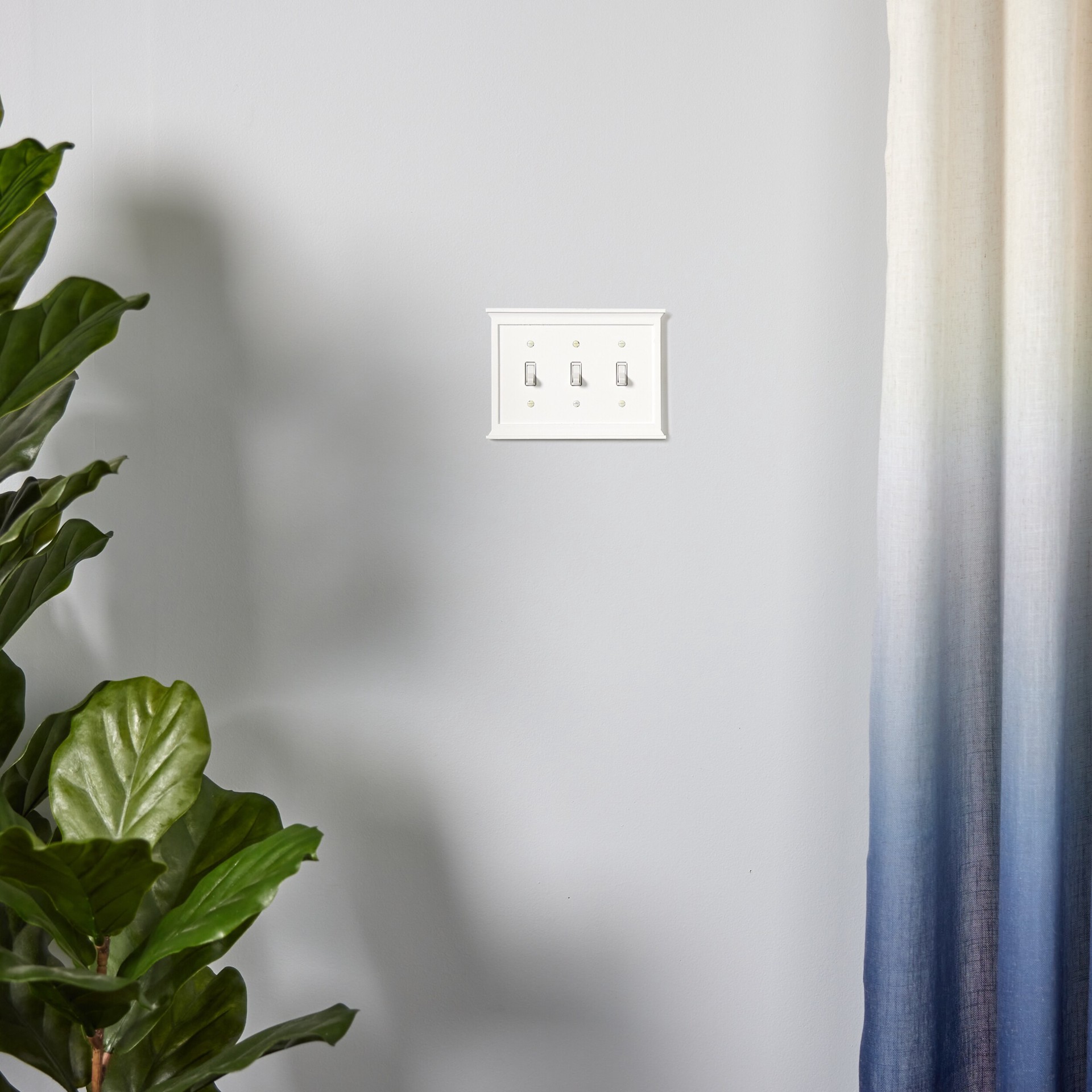 slide 2 of 5, allen + roth Capitol 3 -Gang Standard Size White Composite wood Indoor Toggle Wall Plate, 1 ct