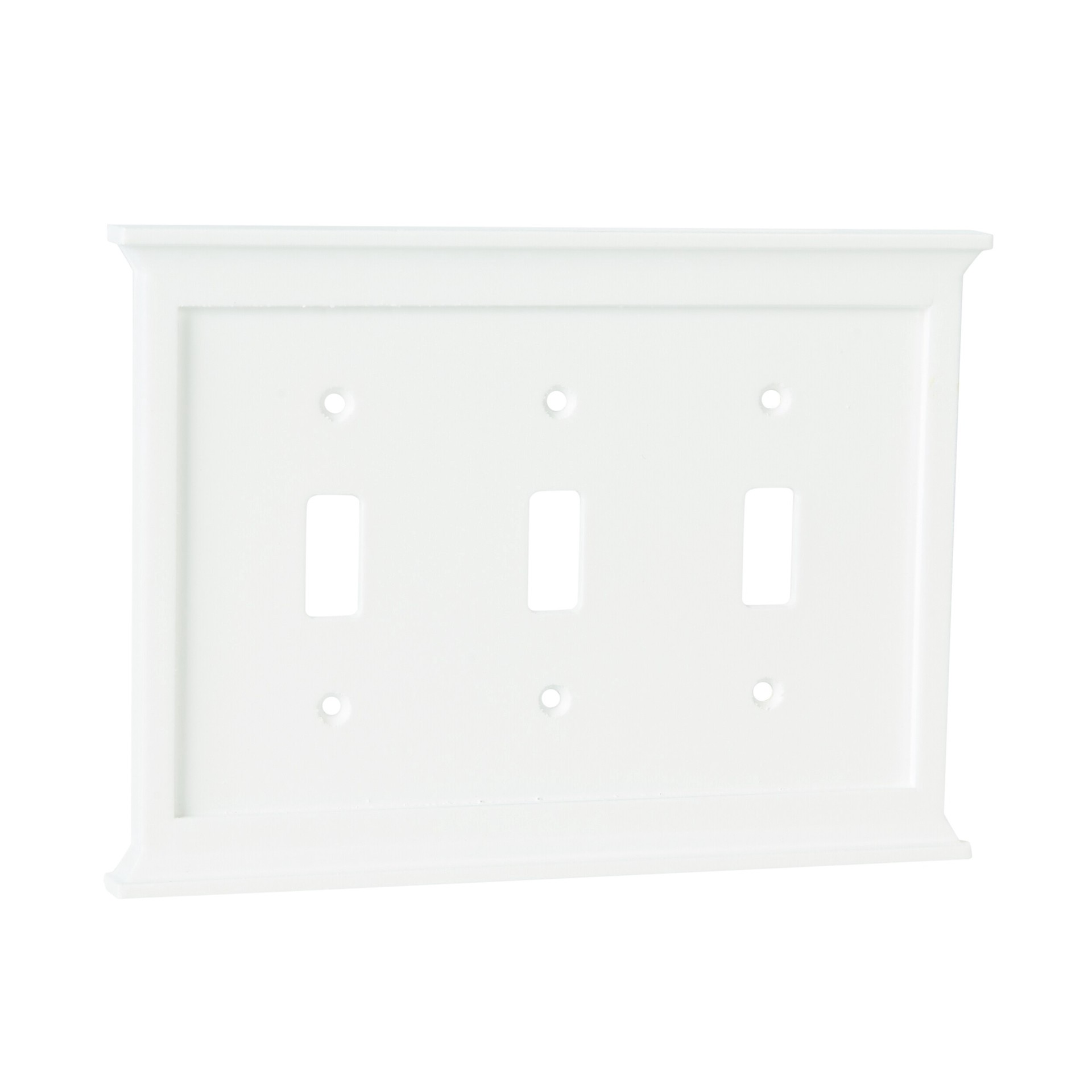 slide 3 of 5, allen + roth Capitol 3 -Gang Standard Size White Composite wood Indoor Toggle Wall Plate, 1 ct