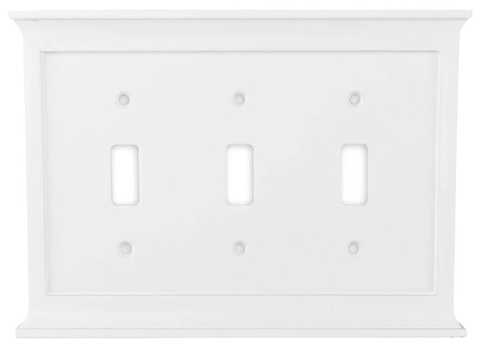 slide 1 of 5, allen + roth Capitol 3 -Gang Standard Size White Composite wood Indoor Toggle Wall Plate, 1 ct