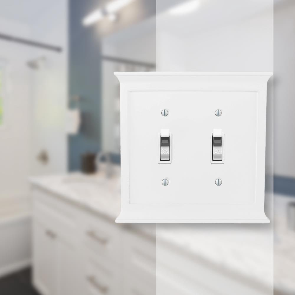 slide 2 of 2, allen + roth Capitol 2 -Gang Standard Size White Composite wood Indoor Toggle Wall Plate, 1 ct
