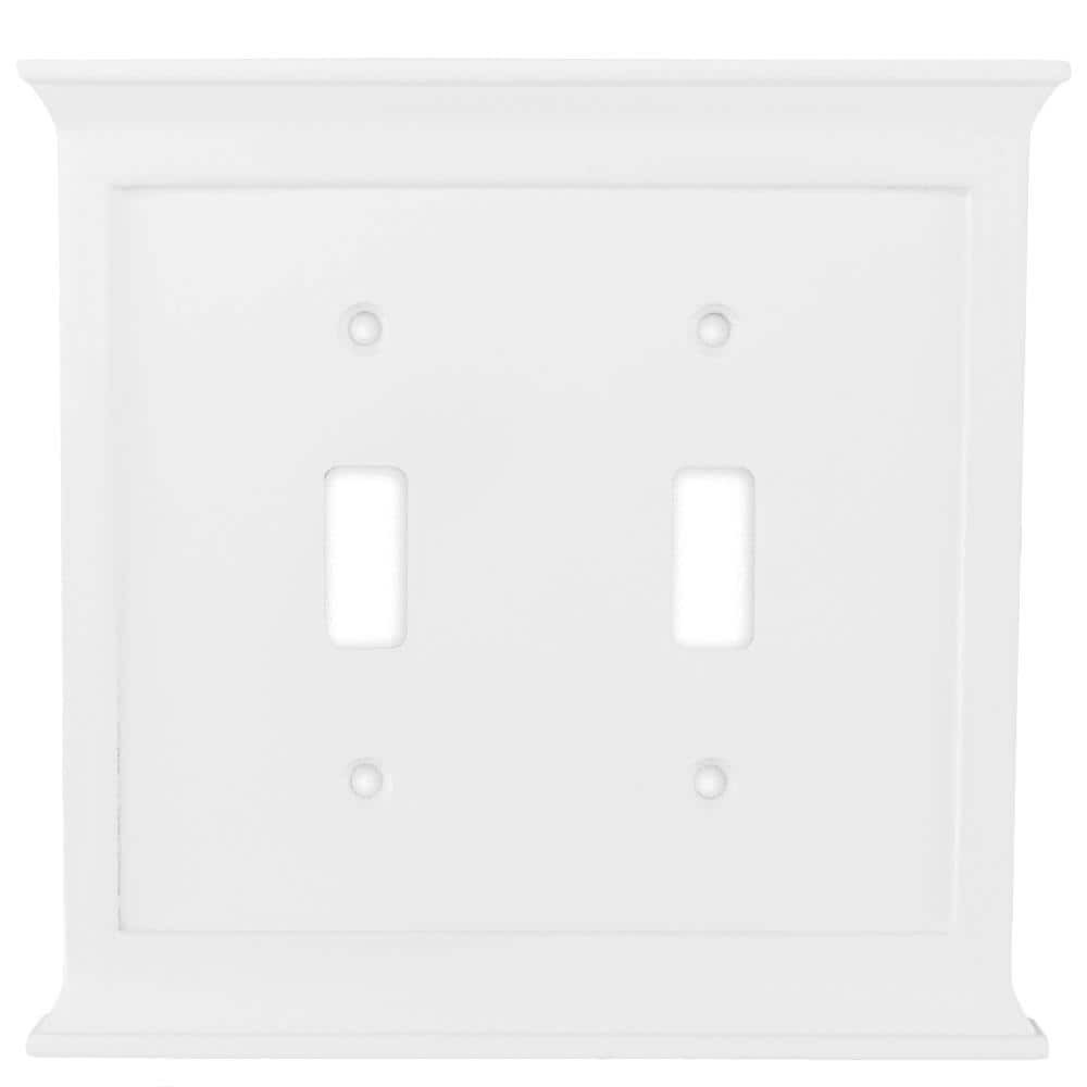slide 1 of 2, allen + roth Capitol 2 -Gang Standard Size White Composite wood Indoor Toggle Wall Plate, 1 ct