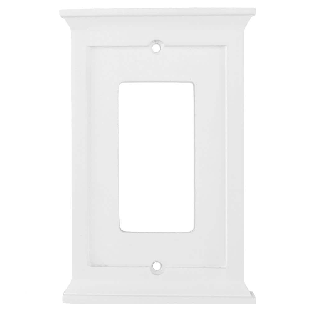 slide 1 of 2, allen + roth Capitol 1 -Gang Standard Size White Composite wood Indoor Decorator Wall Plate, 1 ct