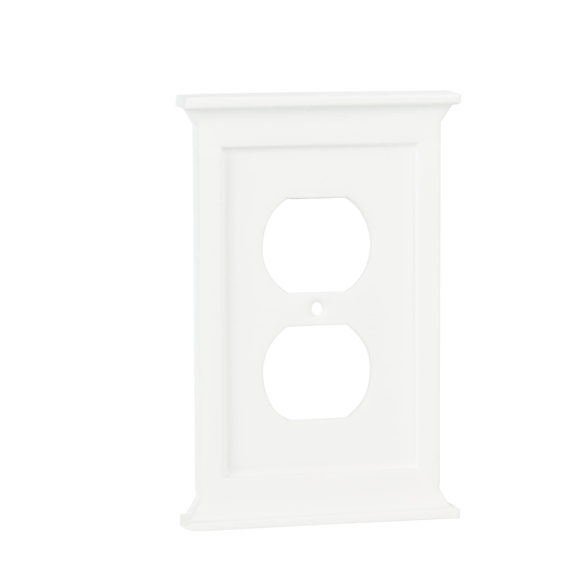 slide 3 of 5, allen + roth Capitol 1 -Gang Standard Size White Composite wood Indoor Duplex Wall Plate, 1 ct