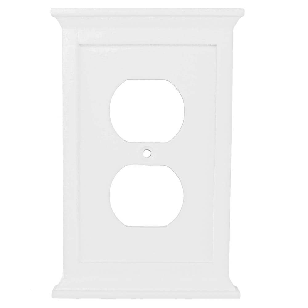 slide 1 of 5, allen + roth Capitol 1 -Gang Standard Size White Composite wood Indoor Duplex Wall Plate, 1 ct