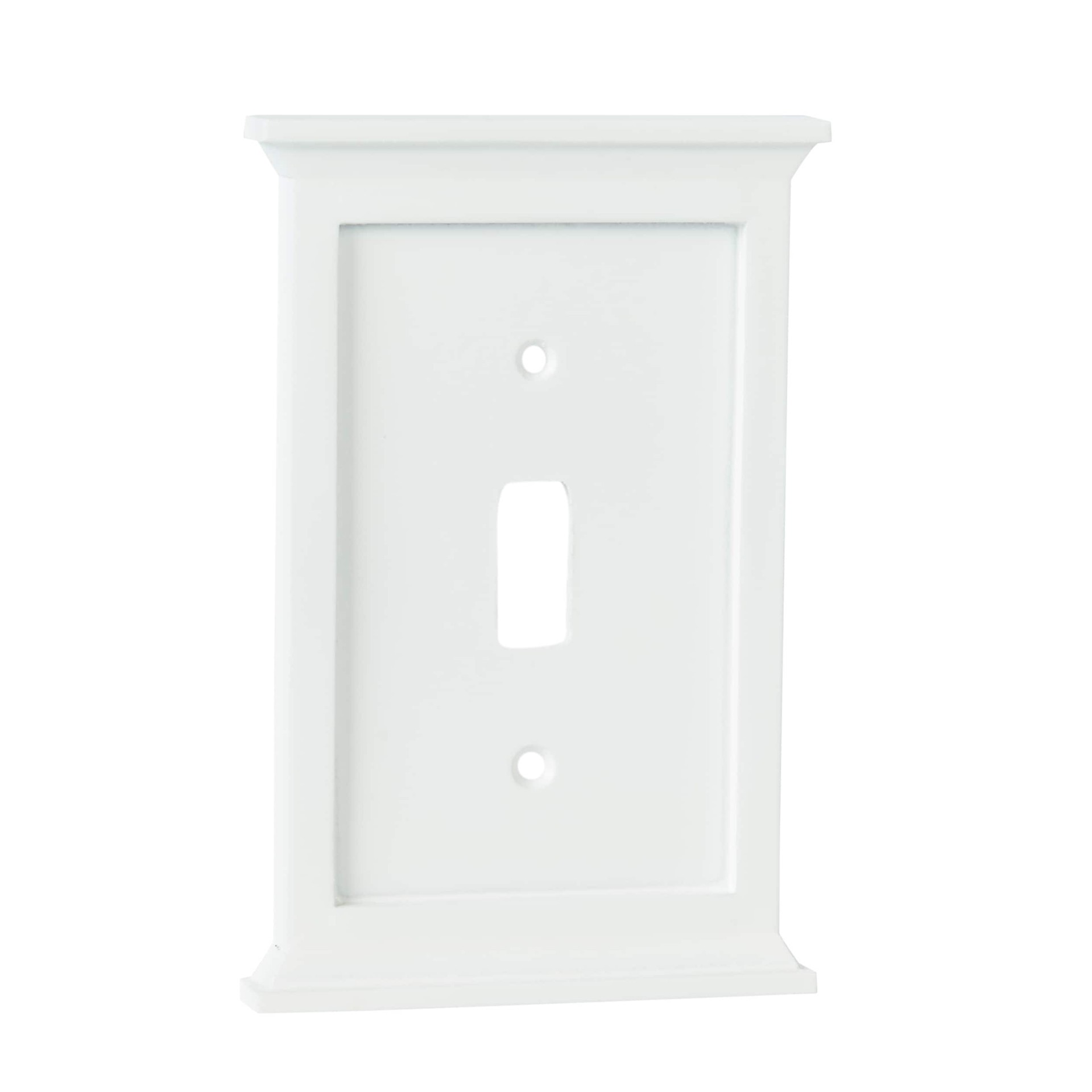 slide 3 of 6, allen + roth Capitol 1 -Gang Standard Size White Composite wood Indoor Toggle Wall Plate, 1 ct