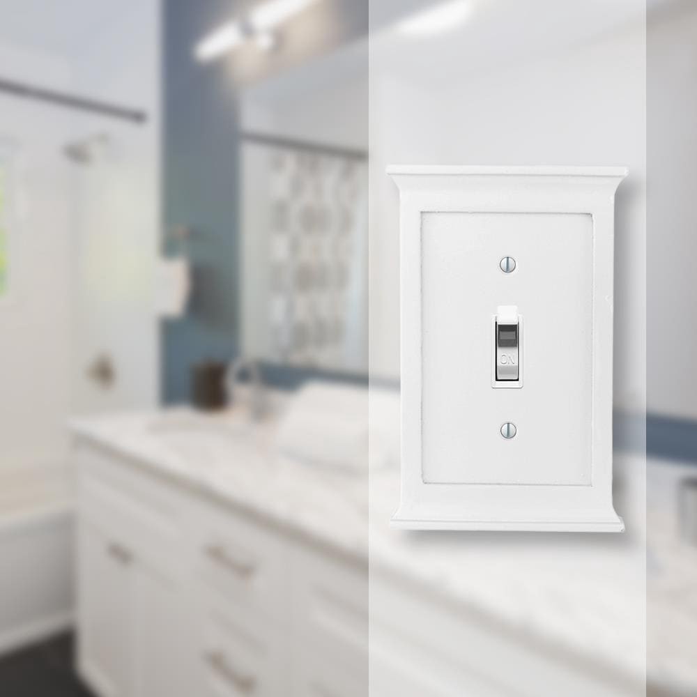 slide 5 of 6, allen + roth Capitol 1 -Gang Standard Size White Composite wood Indoor Toggle Wall Plate, 1 ct