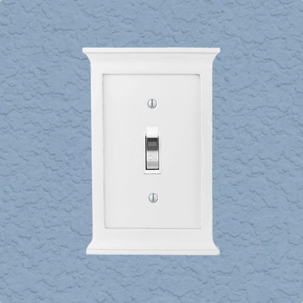 slide 6 of 6, allen + roth Capitol 1 -Gang Standard Size White Composite wood Indoor Toggle Wall Plate, 1 ct