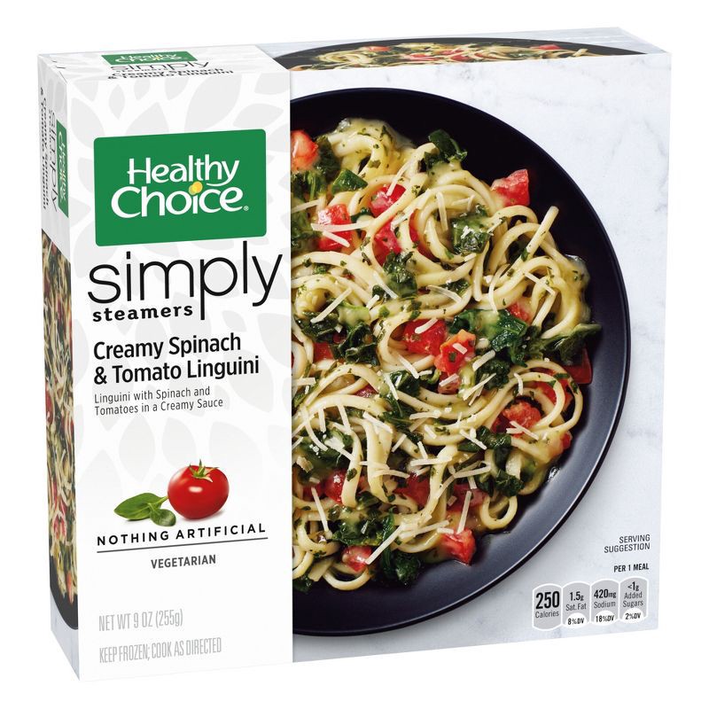 slide 2 of 4, Healthy Choice Simply Steamers Frozen Creamy Spinach and Tomato Linguini - 9oz, 9 oz