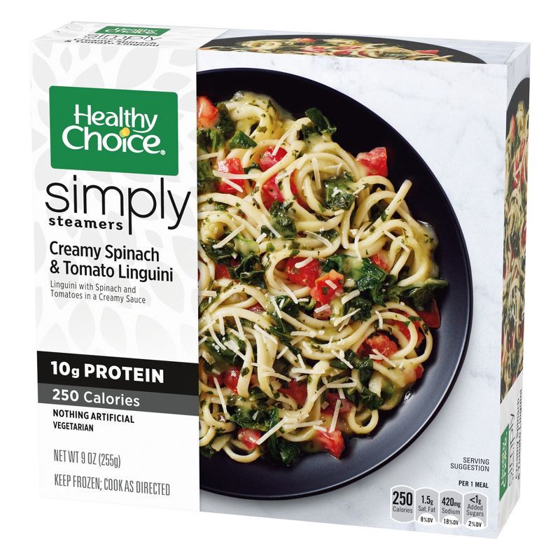 slide 2 of 4, Healthy Choice Simply Steamers Frozen Creamy Spinach and Tomato Linguini - 9oz, 9 oz