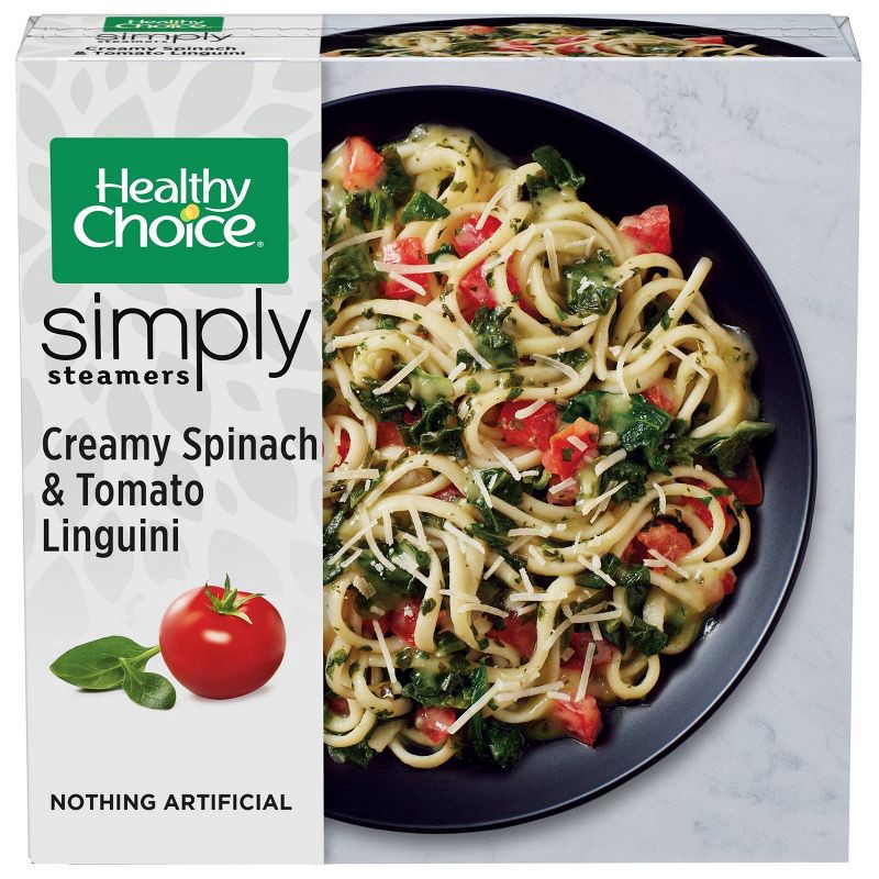 slide 1 of 4, Healthy Choice Simply Steamers Frozen Creamy Spinach and Tomato Linguini - 9oz, 9 oz