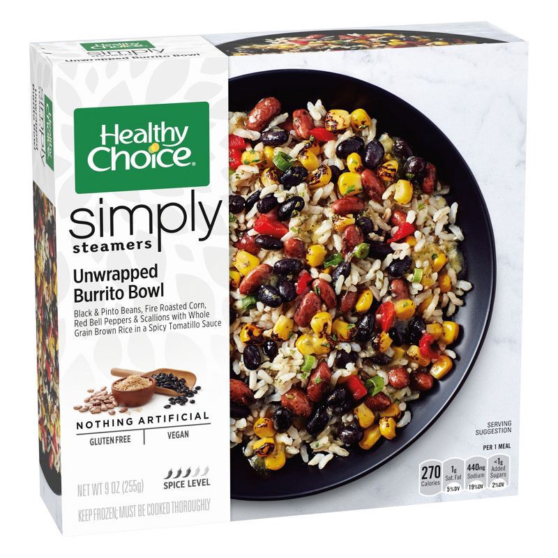 slide 2 of 4, Healthy Choice Simply Steamers Gluten Free Vegan Frozen Unwrapped Burrito Bowl - 9.25oz, 9.25 oz