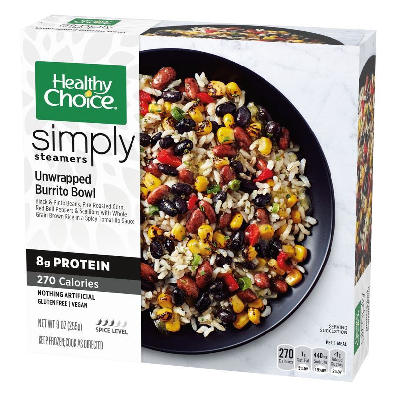 slide 2 of 4, Healthy Choice Simply Steamers Gluten Free Vegan Frozen Unwrapped Burrito Bowl - 9.25oz, 9.25 oz