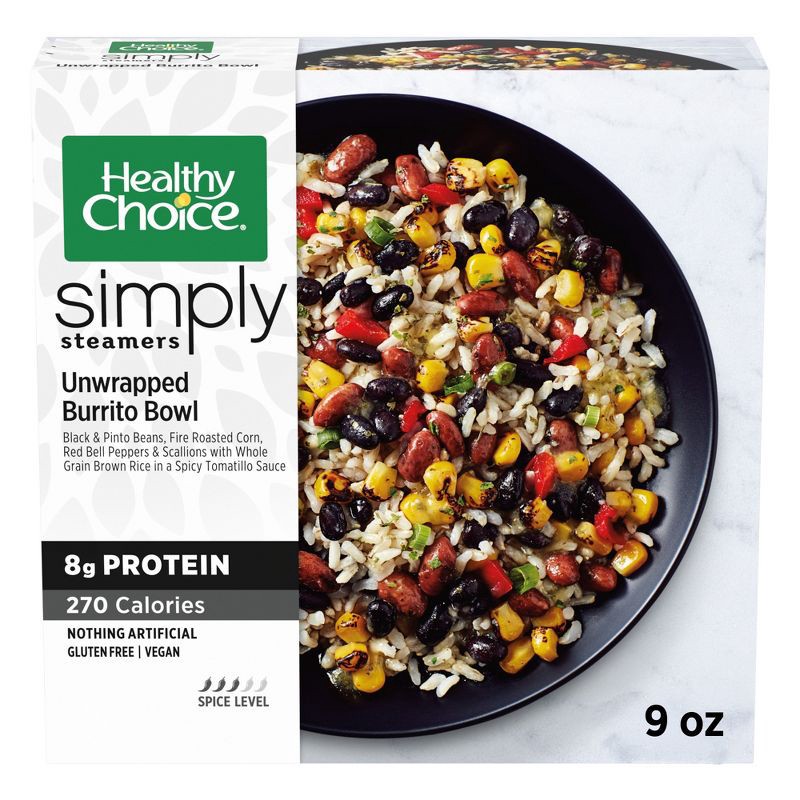 slide 1 of 6, Healthy Choice Simply Steamers Gluten Free Vegan Frozen Unwrapped Burrito Bowl - 9.25oz, 9.25 oz