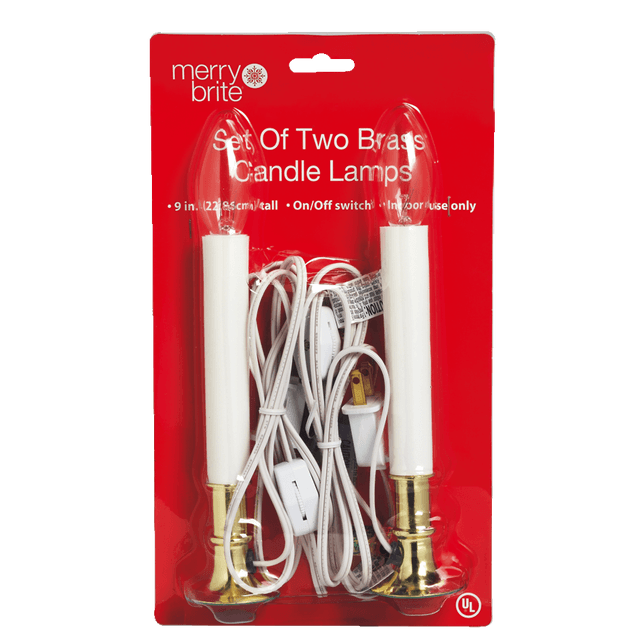 slide 1 of 1, Merry Brite 2 Pack Solid Brass Candle Lamp, 5 ft