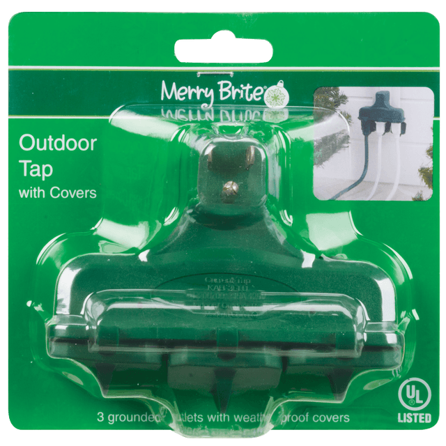 slide 1 of 1, Merry Brite Indoor/Outdoor Grounded 3 Outlet Tap, 1 ct
